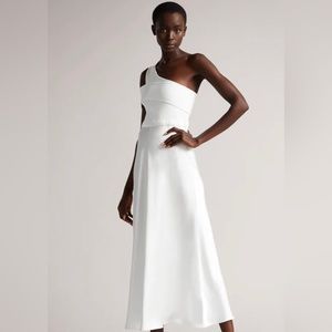 Ted Baker Ivena Asymmetric Knit Bodice Dress w/ Satin Skirt - White Size 1